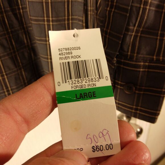 G.H. Bass & Co shirt mens L Large multicolor plaid river rock textures button - Picture 4 of 10